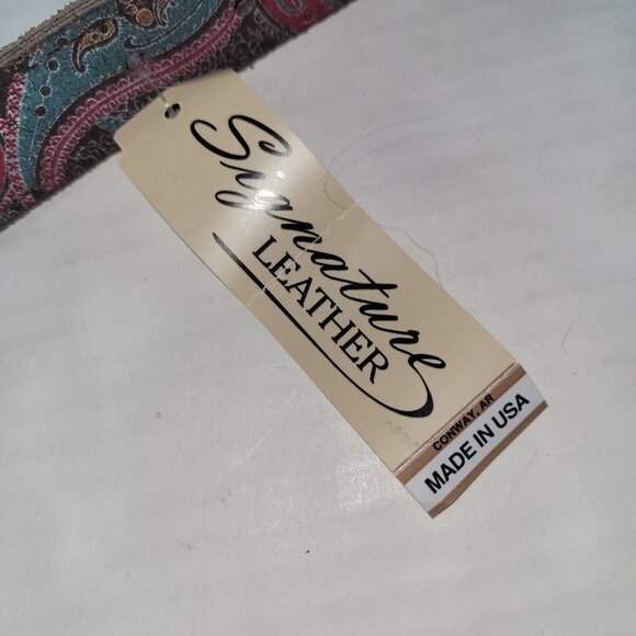 Omni Pet Dog‎ Collar Signature Leather Red Brown Green Paisley 26"(22-23")Buckle - Picture 8 of 10